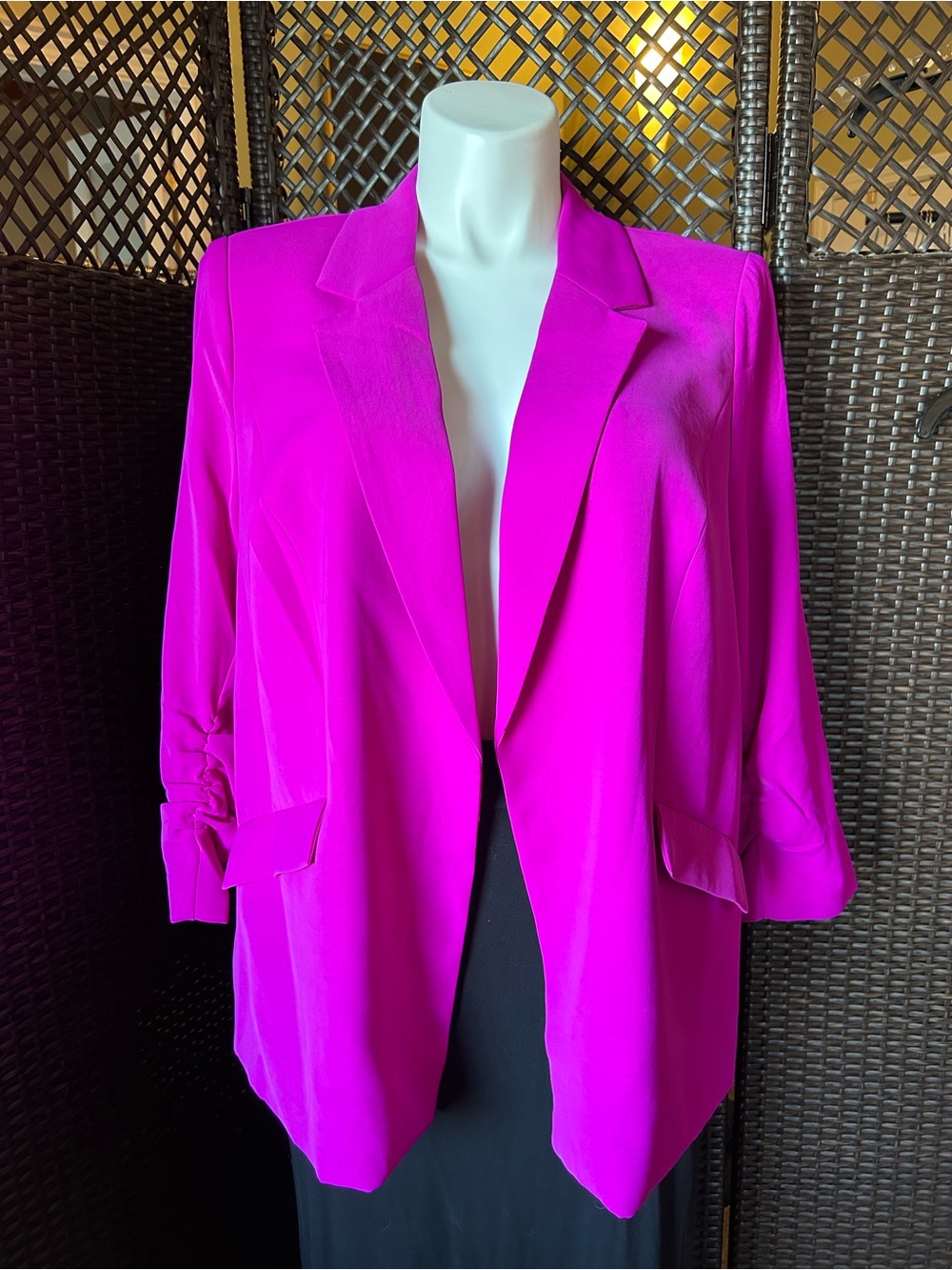 Skies Are Blue Vibrant Fuchsia Open-Front Blazer NWT